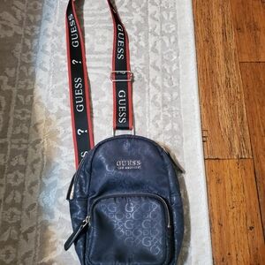 GUESS Dark Blue Belt Bag with Red Accents